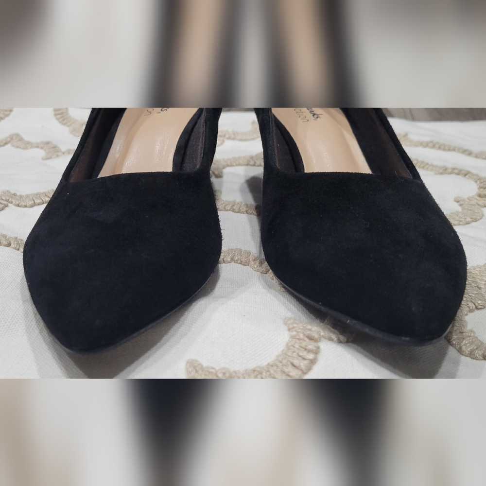 Clarks Teresa Step Pumps in Black Suede - Picture 8 of 9